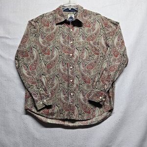 R&G London Men's Paisley Button Down Shirt - Red and Beige.